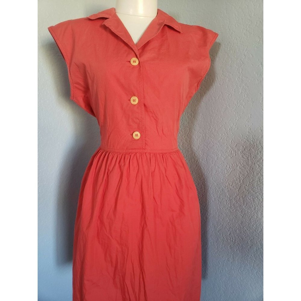 Mani Coral Shirt Flare Dress With Open Back In